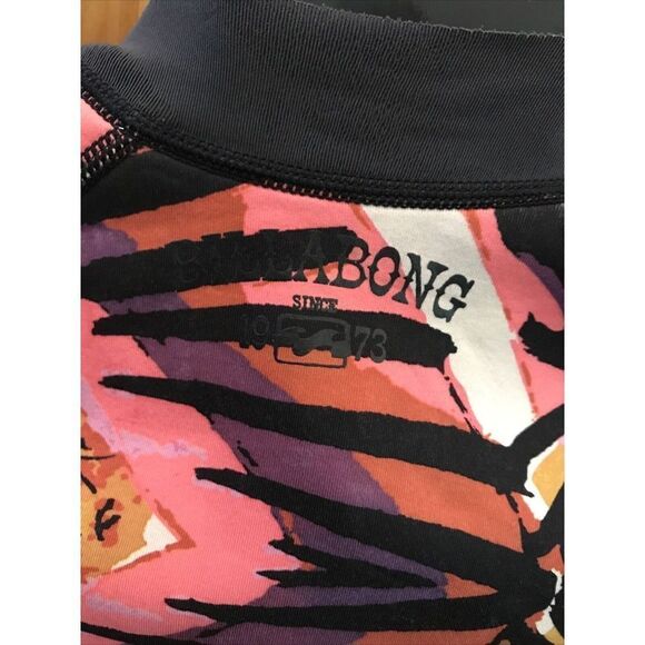 Billabong Girl Long Sleeve Wet Suit Rashguard Top T14 Full Zip Pink Combo - Picture 6 of 10